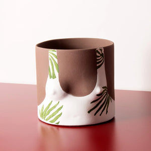 Group Partner, Leaves Girl Dark Ceramic Pot.